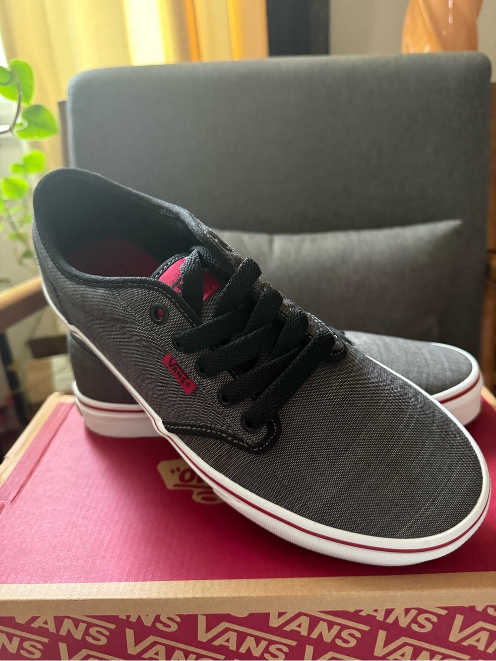 Vans Men’s Grey Canvas Low-Top Sneakers